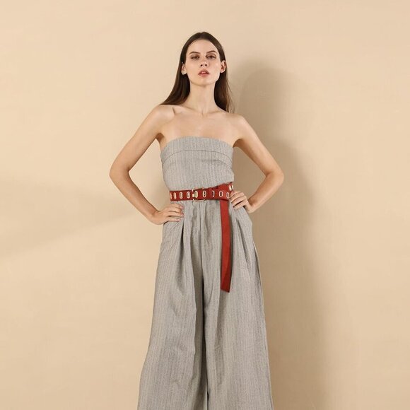 Women Leather Wide Fashion Thick Dress Belt With Gold Buckle Belt Suede Red main image 5
